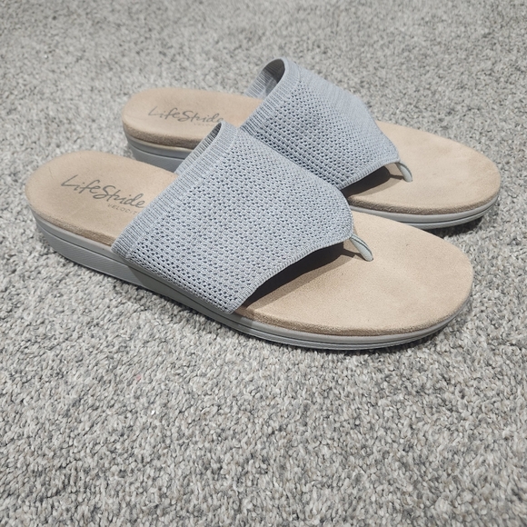 Lifestride Stylish Gray Knit Slip-On Sandals Womens Size 11 Wide - Picture 4 of 6
